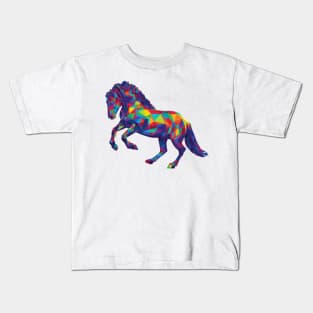 Rainbow Geometric Horse Rearing Kids T-Shirt